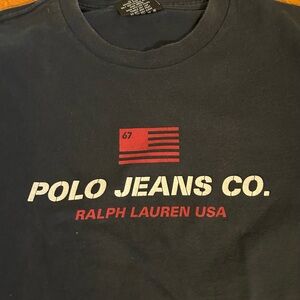 Men's Polo Jeans Co Ralph Lauren Blue Spellout T Shirt-L
